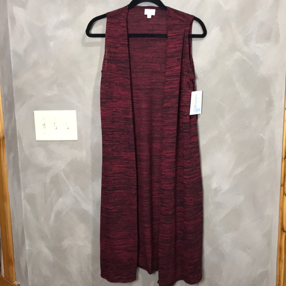 NWT LuLaRoe Joy vest, red and black heather